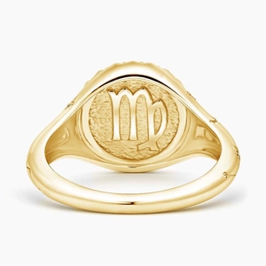 Virgo Zodiac Diamond Signet Ring