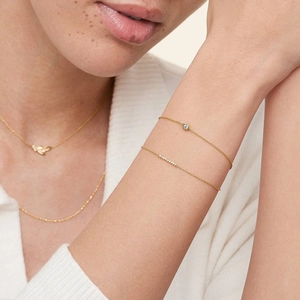 18K Yellow GoldThe Minimalist Diamond Bracelet Set