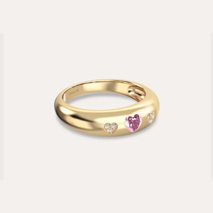 Guardian Heart Gemstone Diamond Promise Ring