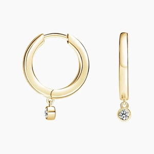 14K Yellow GoldBaguette Diamond Hoop Earring Set