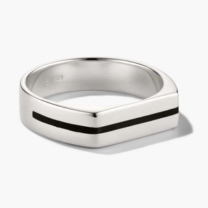 Seismic Band Sterling Silver, Black Enamel