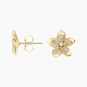 Plumeria Lab Diamond Stud Earrings