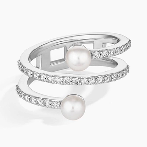 Cosima Cultured Pearl and Diamond Wrap Ring