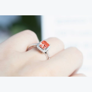 Red Radiant Diamond Ring