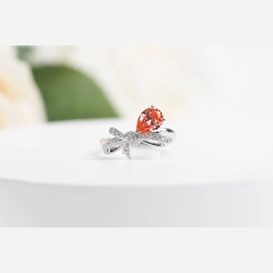 Red Pear Diamond Ring