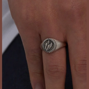 Victory Signet Ring Oxidized Sterling Silver