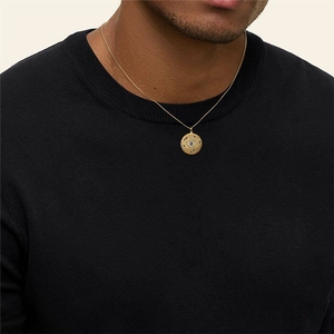 14K Yellow GoldEvil Eye Sapphire and Diamond Medallion