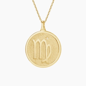 14K Yellow GoldVirgo Zodiac Diamond Pendant
