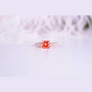 Red Cushion Diamond Ring