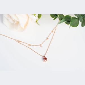 Red Pear Diamond Necklace