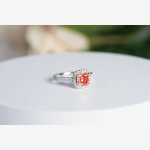 Red Cushion Diamond Ring