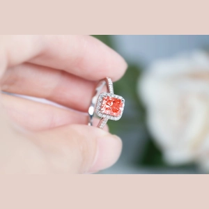 Red Radiant Diamond Ring