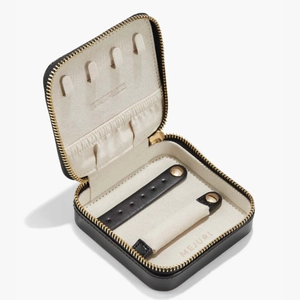 Travel Case Black Grain Leather, Anti-tarnish Microsuede