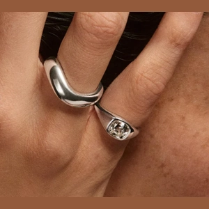 Jude Pinky Signet Ring Lab Grown White Sapphire, Sterling Silver