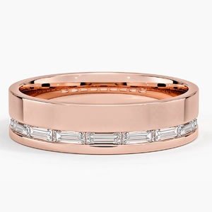 Austin Baguette Lab Diamond 5.5mm Wedding Ring in 14K Rose Gold