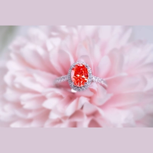 Red Oval Diamond Ring