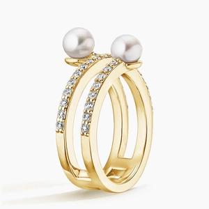 Cosima Cultured Pearl and Diamond Wrap Ring