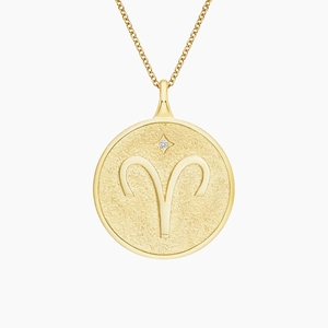 14K Yellow GoldLuxe Aries Zodiac Pavé Pendant