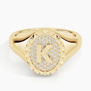 Initial Diamond Signet Ring