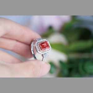 Red Emerald Diamond Ring