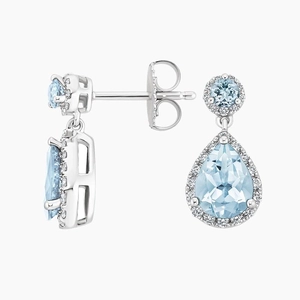 18K White GoldFlorence Aquamarine and Diamond Earrings
