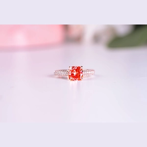 Red Cushion Diamond Ring