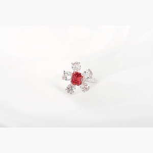Red Radiant Diamond Ring