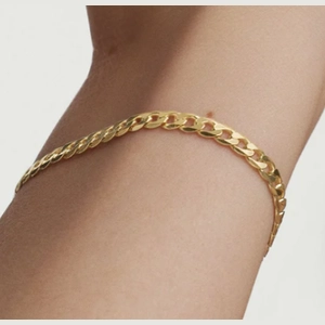 Flat Curb Chain Bracelet 18k Gold Vermeil