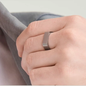 Slim Rectangular Signet Ring Brushed Sterling Silver