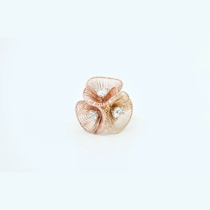 Triple Flower Round Diamond Ring