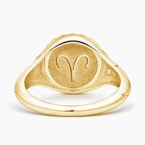 Aries Zodiac Diamond Signet Ring