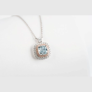 Blue Cushion Diamond Necklace