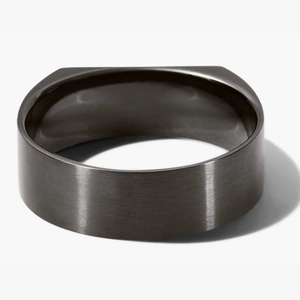 Slim Rectangular Signet Ring Black Titanium