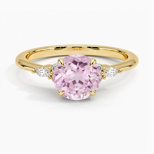 Lab Grown Sapphire Nadia Lab Diamond RingSet with 7mm Light Pink Round Lab Grown Sapphire