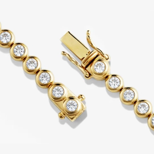 Zadie Bezel Lab Grown Sapphire Tennis Bracelet 18k Gold Vermeil, Lab Grown White Sapphire