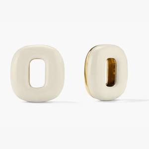 Stevie Hoop Links 18k Gold Vermeil, Cream Enamel