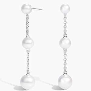Cultured Pearl and Lab Diamond Tennis Earrings (1/3 ct. tw.)