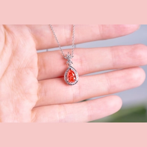 Red Pear Diamond Necklace