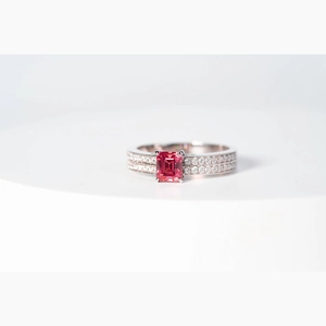 Red Emerald Diamond Ring