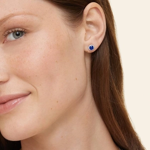18K White GoldSapphire Halo Diamond Earrings