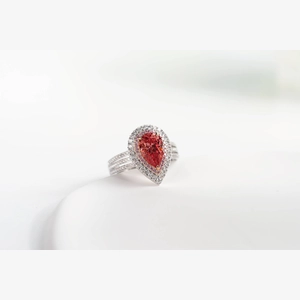 Red Pear Diamond Ring