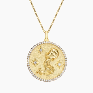 14K Yellow GoldLuxe Aquarius Zodiac Pavé Pendant