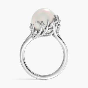 Cotillion Cultured Pearl and Diamond Cocktail Ring