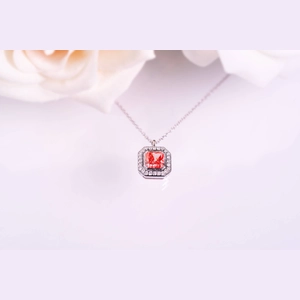 Red Cushion Diamond Necklace