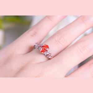 Red Oval Diamond Ring