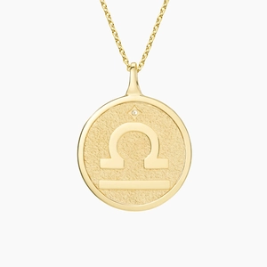 14K Yellow GoldLibra Zodiac Diamond Pendant