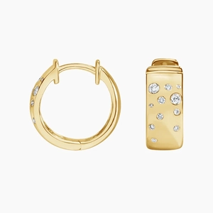 14K Yellow GoldCascade Diamond Huggie Earrings (1/6 ct. tw.)