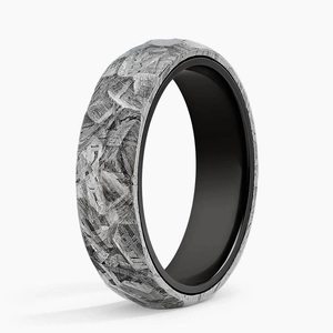 Meteorite and TungstenHammered Meteorite 6mm Wedding Ring