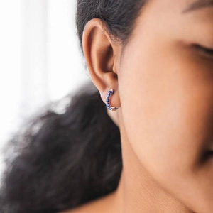 18K White GoldAmalfi Sapphire Hoop Earrings