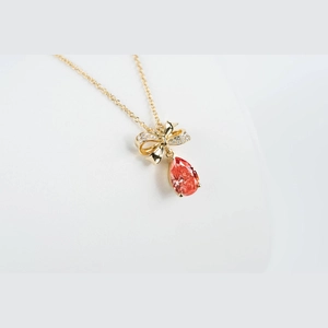 Red Pear Diamond Necklace